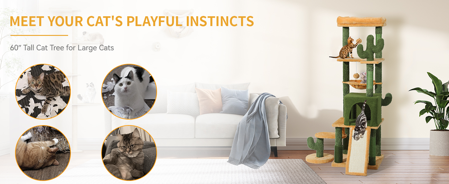 Котячий комплекс YITAHOME з подряпальниками, будиночком та іграшками, 82x74x153 см