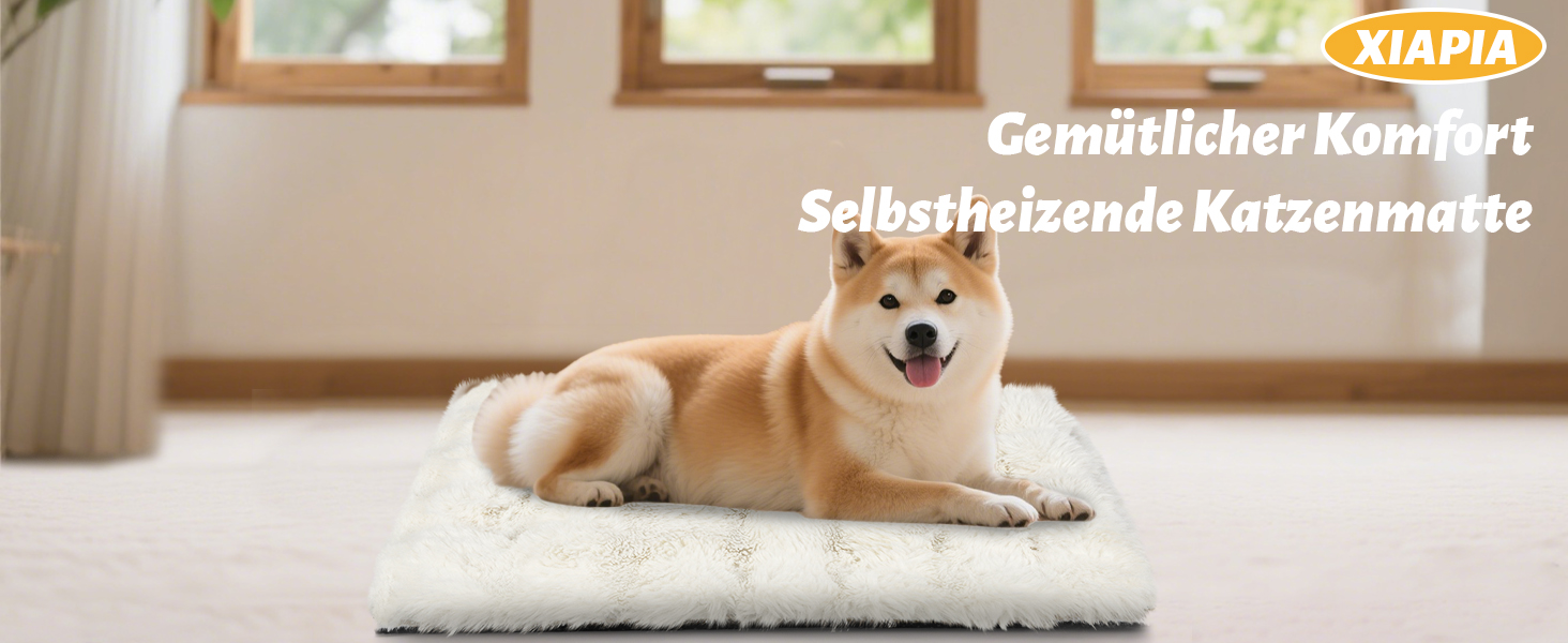 Самогріюча ковдра для котів та собак XIAPIA, плюшева, без дротів, для зігрівання, пральна, для кошенят, кігтів, в приміщенні та в авто, 60 x 45 см (білий, M)