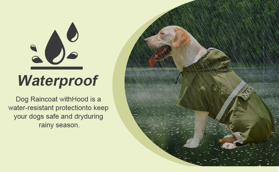 Водонепроникний дощовик для великих собак, зелений, розмір 6XL