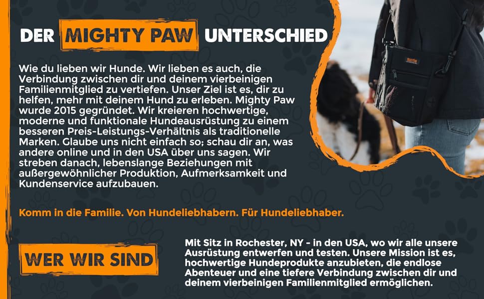 Футляр для ласощів Mighty Paw для собак, 2.0 | Сумка для тренування собак - Лотік для собак - Пет тренінг, сумка для ласощів з ремінцем - Магнітна застібка (Помаранчевий/Чорний)