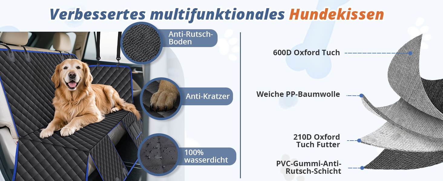 Накладка на сидіння автомобіля для собак SUPERWSLING, чорно-сіра, з захистом боків та сіткою, вологостійка, з ременями безпеки та захистом багажника