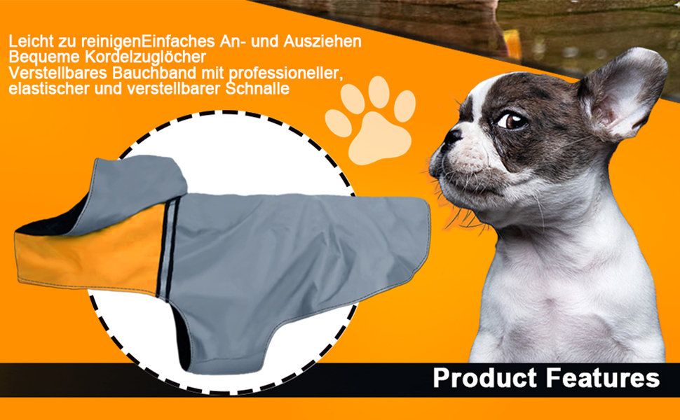 Водонепроникна куртка для собак: легка, вітрозахисна, з відбиваючими смугами та капюшоном (S)