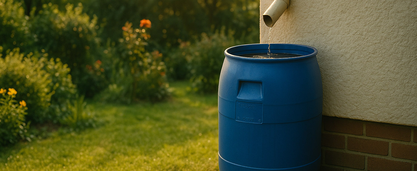 Футлярна бочка 60л з кришкою та обідком, харчова, 34см, універсальна, для саду (Блакитна)
