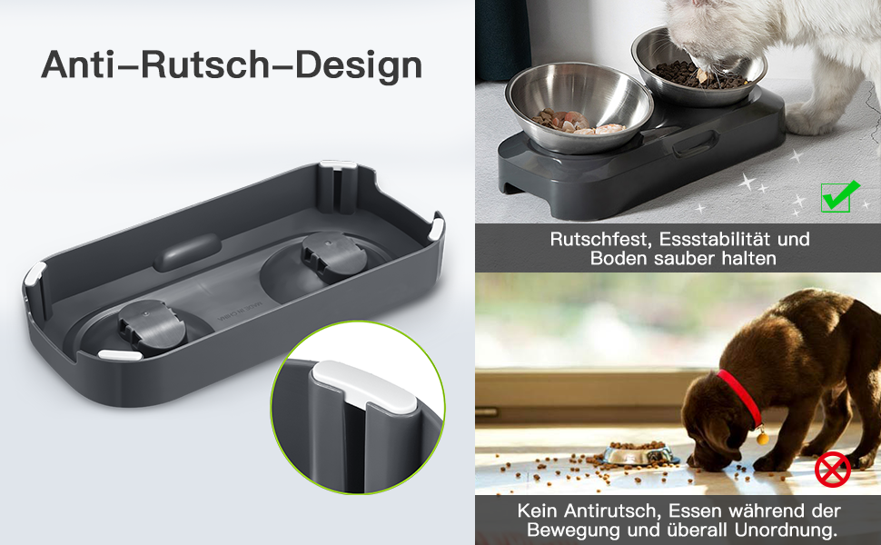 Миска для котів з нахилом 15° з нержавіючої сталі, харчової якості, миється в посудомийній машині, з силіконовою основою, для котів та цуценят, 1 шт.