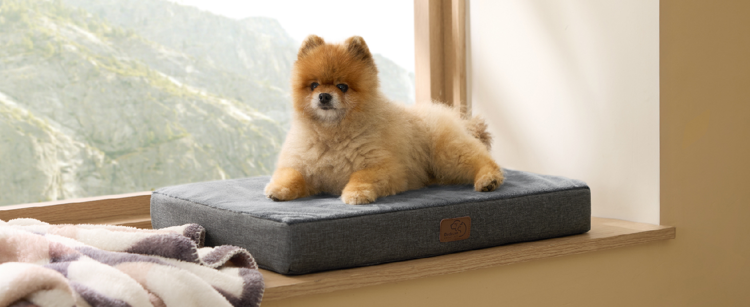 Ортопедична подушка для собак BEDSURE - великі породи, 89x56x8 см, з ефектом пам'яті, миюча, темно-сіра