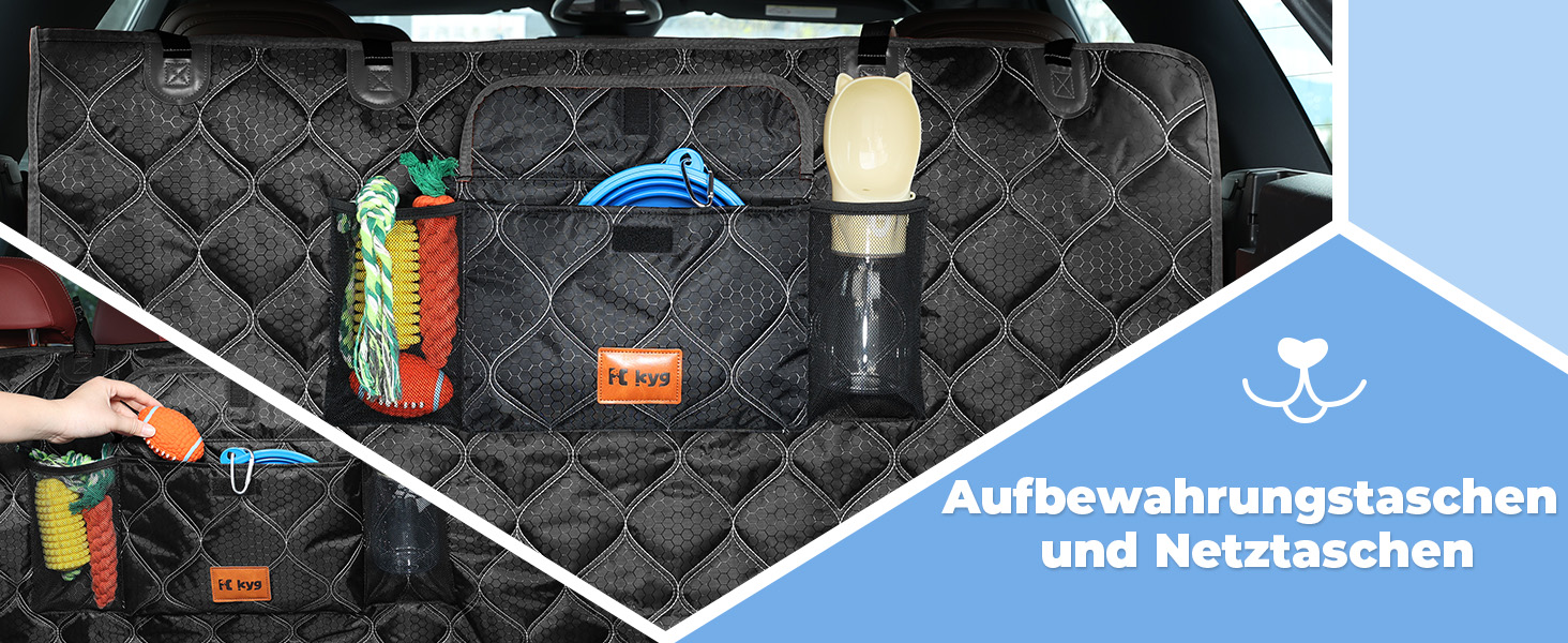 Захист для багажника автомобіля KYG: стеганий килимок для собак з захистом бокових панелей та краю, вологостійкий, стійкий до подряпин, універсальний, чорний, 185x105 см