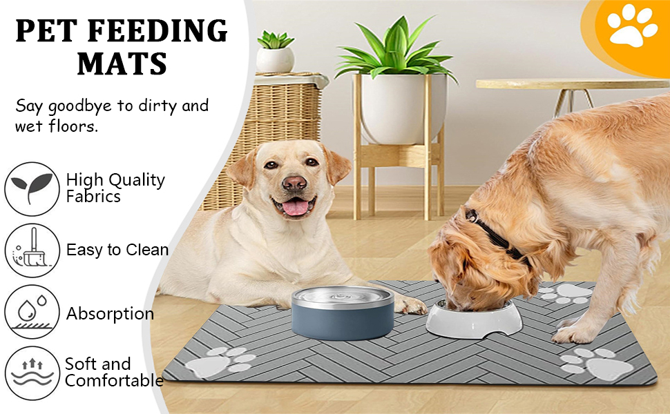 Килимок для годівлі котів та собак, суперпоглинаючий, неслизький, 40 x 60 см, сірий (30)