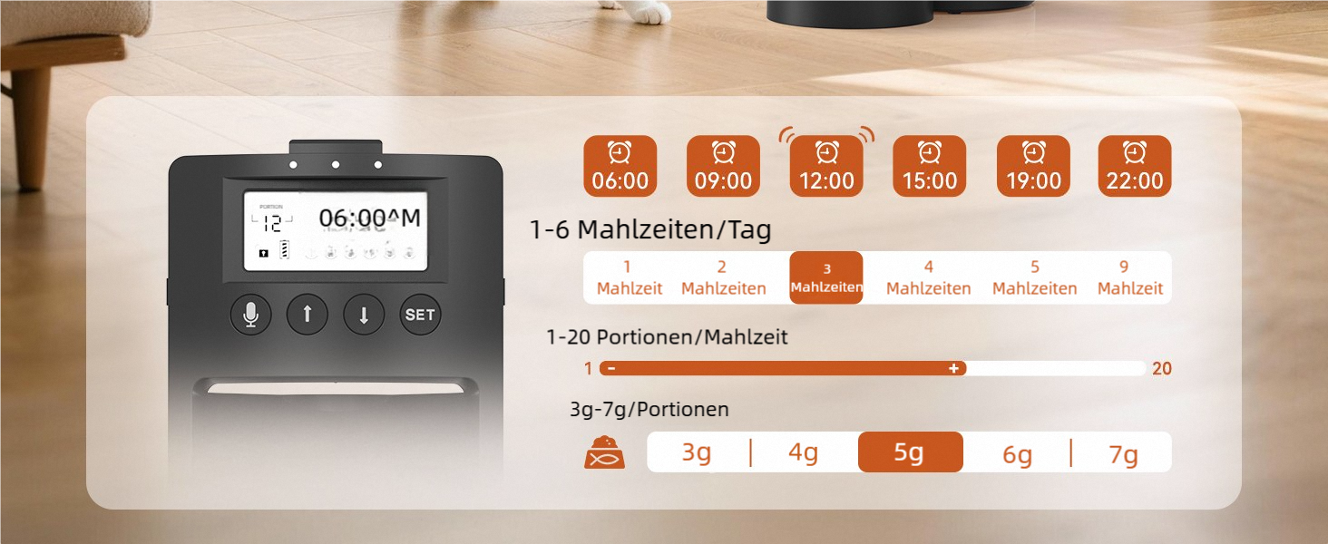 Автомат годівлі для котів 4.2L з програмуванням, з окремою мискою, подвійне живлення, 6 прийомів їжі на день (Чорний), миска з нержавіючої сталі