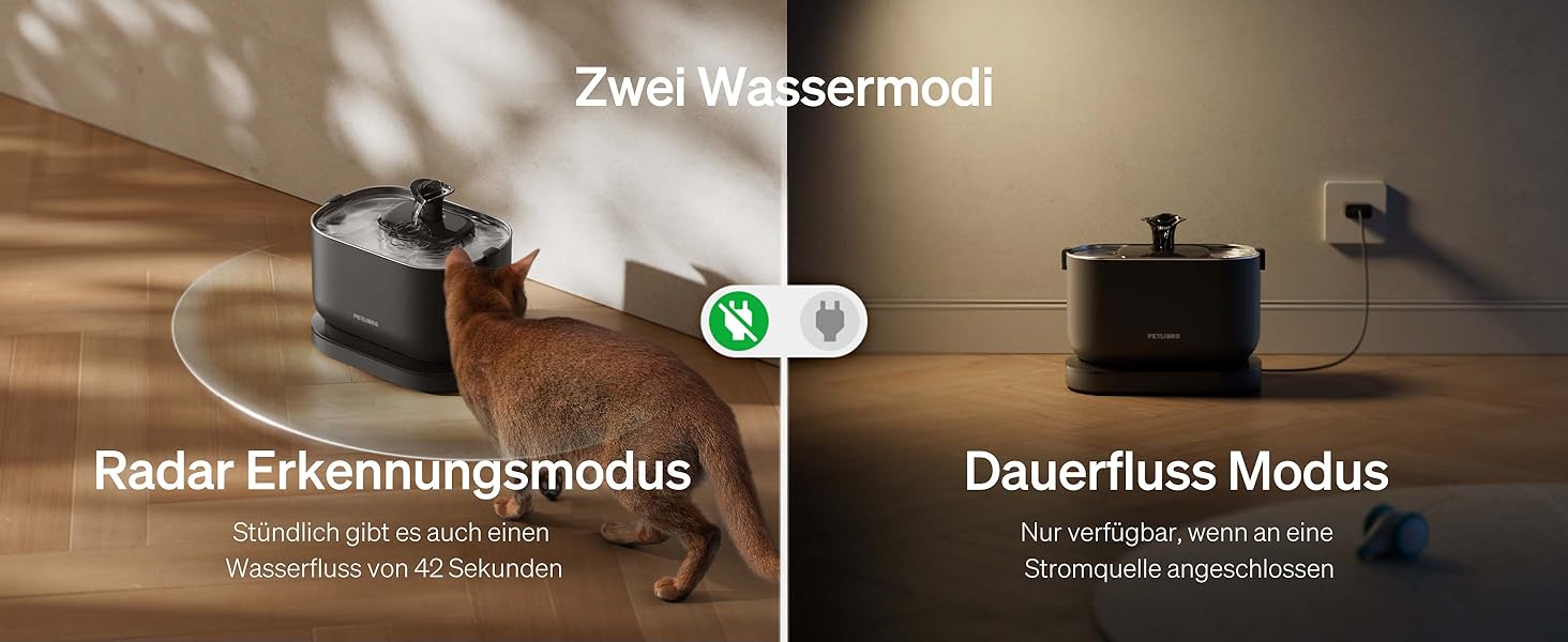 PETLIBRO фонтанчик для котів з акумулятором 5000mAh, бездротовий, тихий (23dB), BPA-free, з двома помпами, чорний