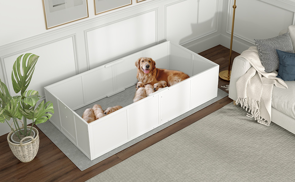 Кія для цуценят PawHut - вольєр для собак, білий, 196x96x48 см