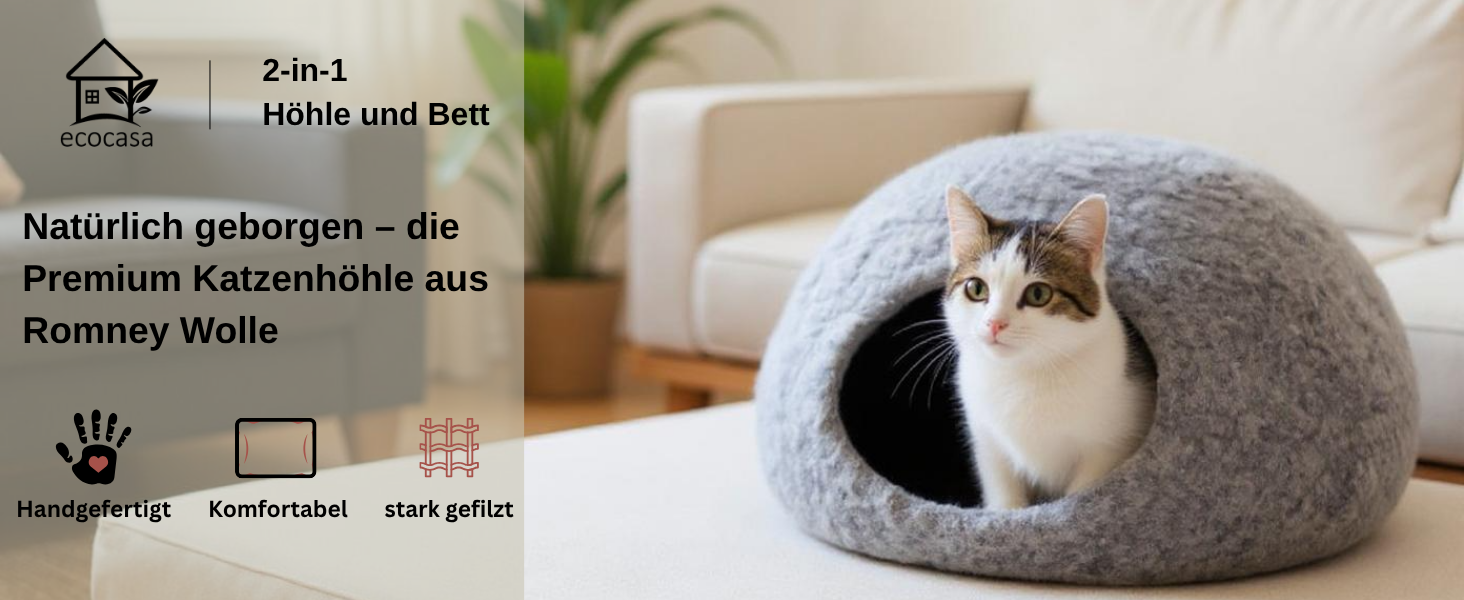 Кігтеточка-будиночок для котів XL, з вовни Romney, сірого кольору