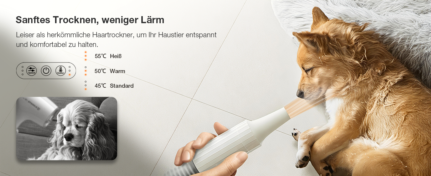 Набір для грумінгу тварин 7-в-1: шерсть, пилосос, фен. Потужність 11000Pa, об'єм контейнера 2.5л, 3 режими сили всмоктування та температури. Підходить для собак та котів. Колір: жовтий.