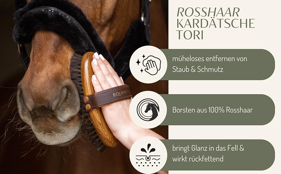 Щітка для коней з натуральної щетини Rosshaar – дерев'яна кардець для догляду за шерстю, блиску та щоденного грумінгу – преміум щітка для коней