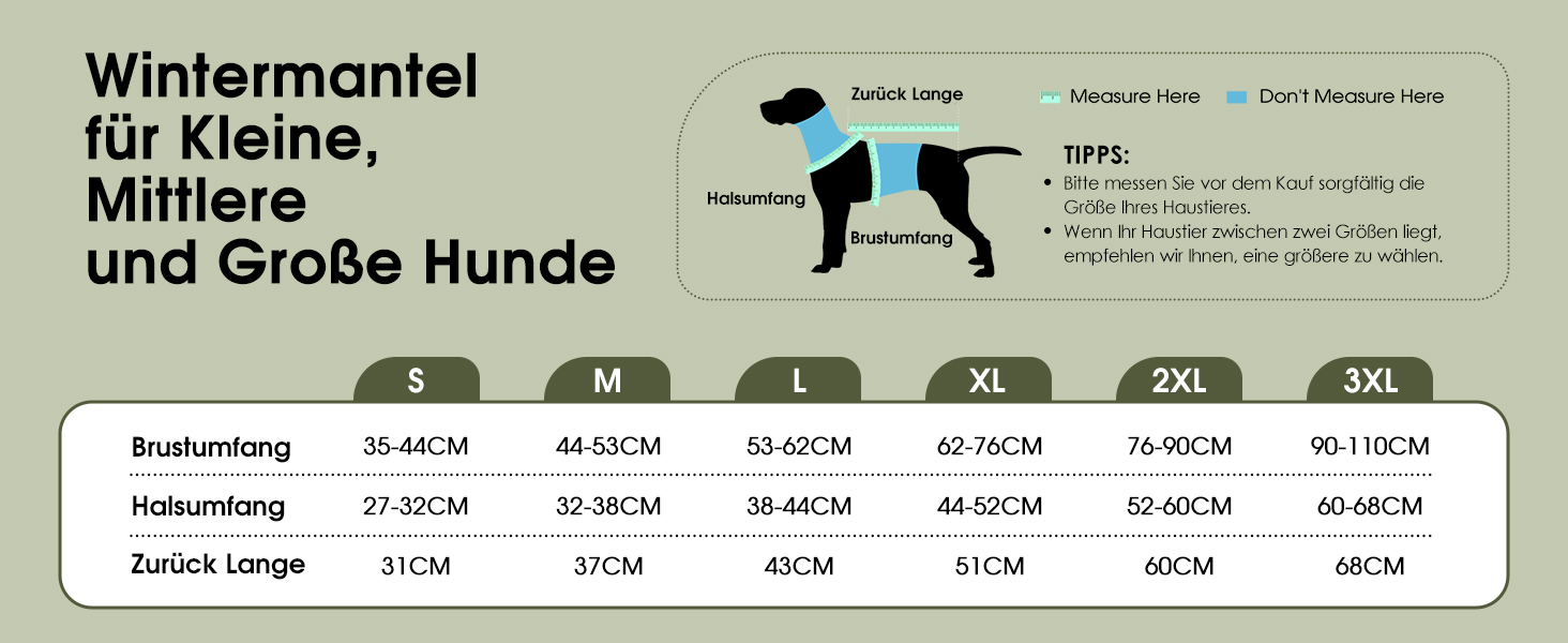 Зимовий теплий накид для собак ASENKU (S, M, L, XL) – водонепроникний, вітронепроникний, з відбиваючими елементами, з нагрудником, для маленьких, середніх та великих собак, зелений