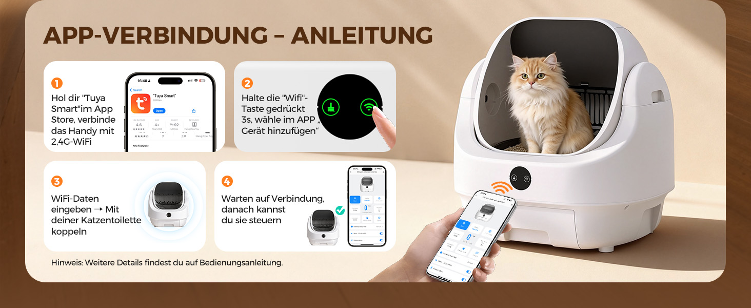 Автоматичний лоток для котів Katzenklo Selbstreinigend з контролем запаху, сенсорами та керуванням через додаток - для великих котів