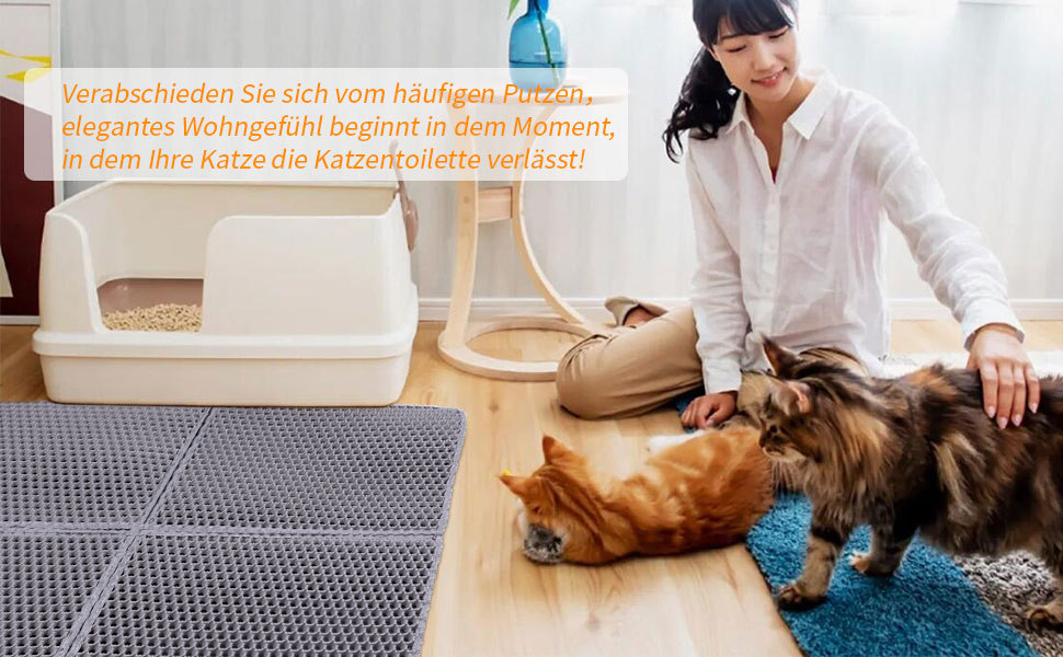 Килимок для котячого туалету Asoway Katzenklo, 76x61 см, з подвійним шаром, стільниковий дизайн, портативний, для котячого туалету