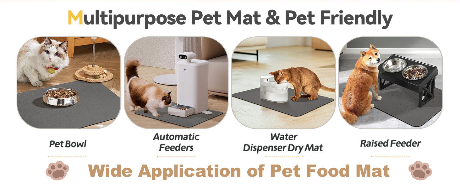 Підкладка під миску для собак та котів, нековзна, 40 x 60 см, сірий колір