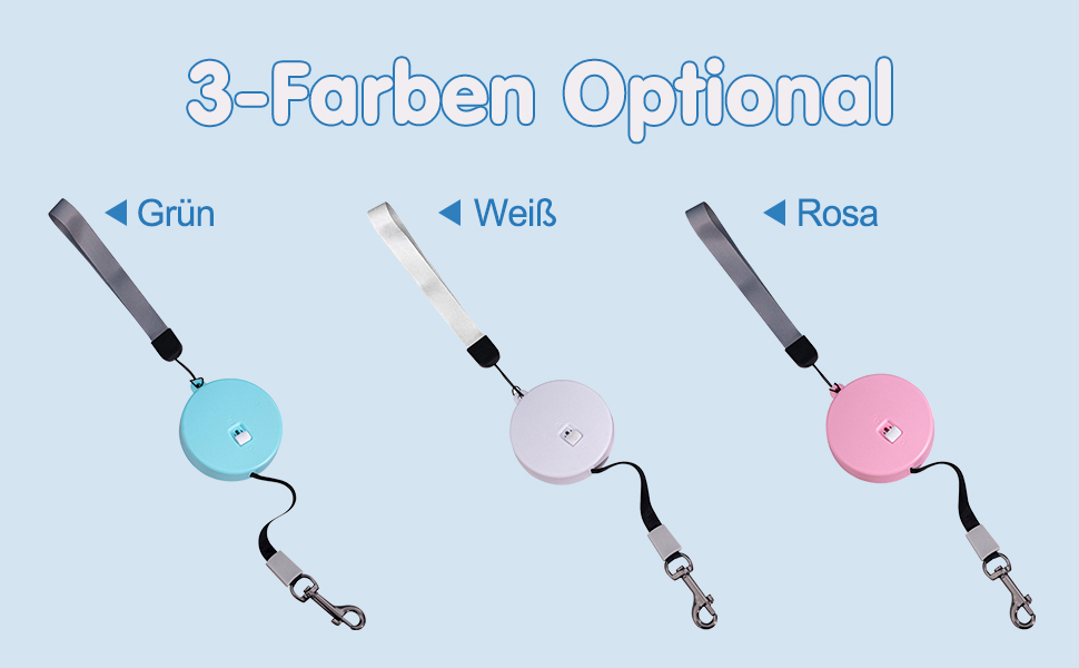 Рулетка для собак MiOYOOW, 3 м, автоматична, з відбиваючим тросом, для маленьких собак і котів, біла