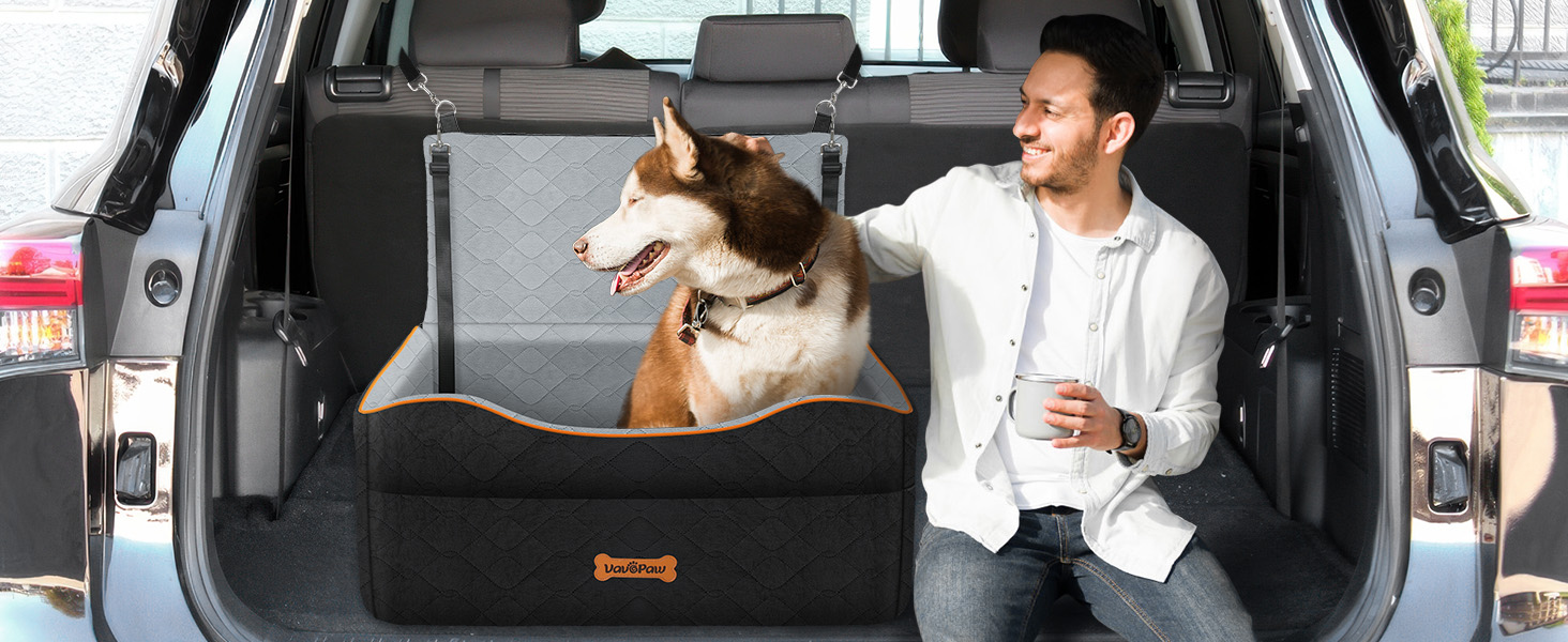 Автокрісло для собак VavoPaw: комфортне та безпечне автокрісло для середніх та маленьких собак (до 23 кг), чорний/сірий, розмір M