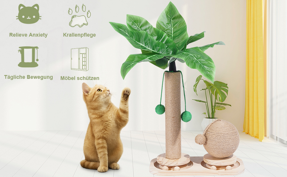 Кігтеточка-пальма Palme 2 в 1 з інтерактивними іграшками та кулями для котів