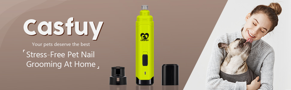 Електричний точилка для кігтів собак Casfuy - професійний, 2 швидкості, акумуляторний. Безпечна догляд за кігтями для собак та котів, малих та середніх порід