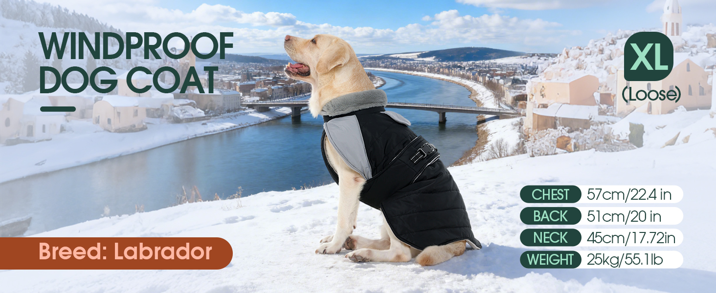 Водонепроникна та вітронепроникна куртка для собак Kuoser, теплий зимовий халат для великих собак, рожева XL