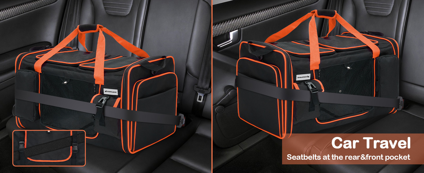 Транспортна переноска для котів Odoland, 60x38x35 см, розширювана, з туалетом для котів, з плечовим ременем, ідеальна для подорожей