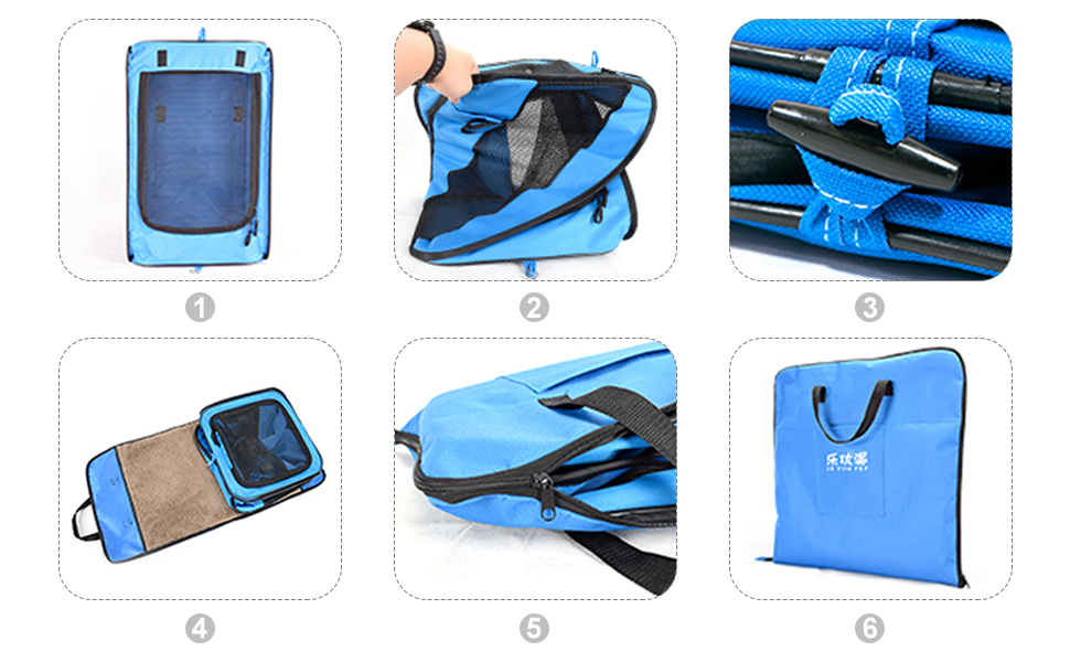 Складана переносна переносна коробка для собак Ergocar для автомобіля, блакитна, з підстилкою з флісу