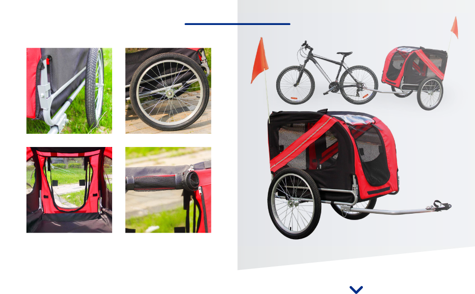 Причіп для собак Wiltec 220x700x78 см з безпечною поворотним з'єднанням, вантажний причіп з москітною сіткою та захистом від дощу, чорний/червоний