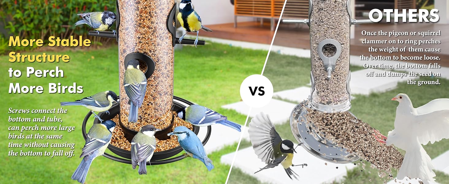 Годівниця для птахів iBorn на відкритий простір – металева годівниця для птахів, 900г місткість, чорна