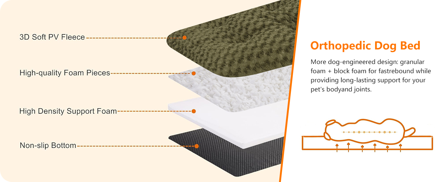 Ортопедичне ліжко для собак, матрац для собак з двоярусним дизайном, миється, знімний кошик для собак, 90 см для собак маленьких та середніх порід (89 x 59 x 10 см, оливковий)
