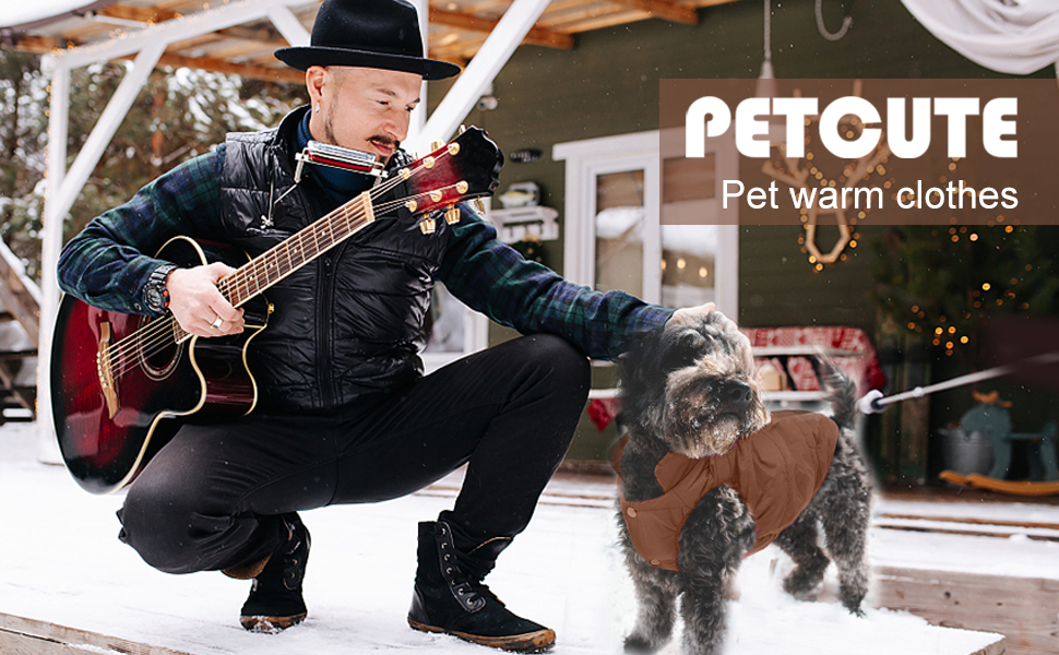 PETCUTE Зимовий теплий куртка для собак, водонепроникний, з отвором для шлейки, для малих, середніх та великих собак, Navy Blue