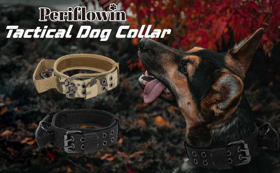 Тактичний нашийник для собак з ручкою та поводок, військовий нашийник. М'який наповнювач, нейлон, регульований нашийник для середніх та великих собак (XL, чорний)