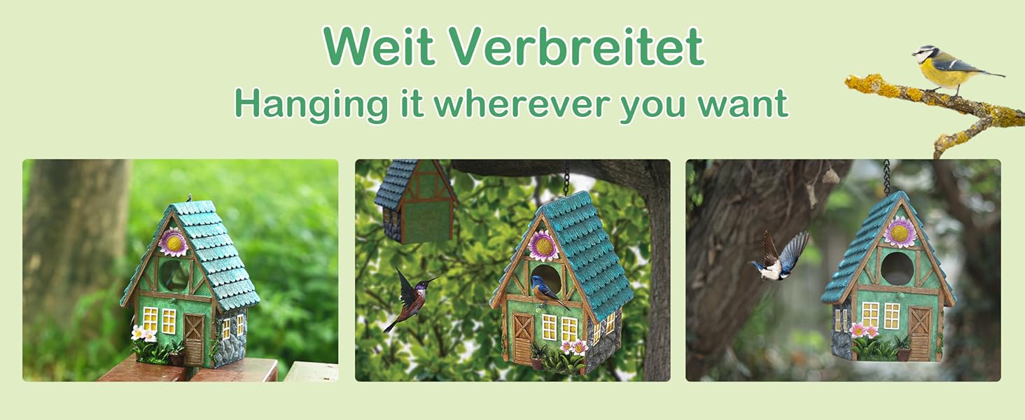 Будиночок для птахів Attivolife: кольоровий, з штучного каміння, з ланцюгом, для саду та двору