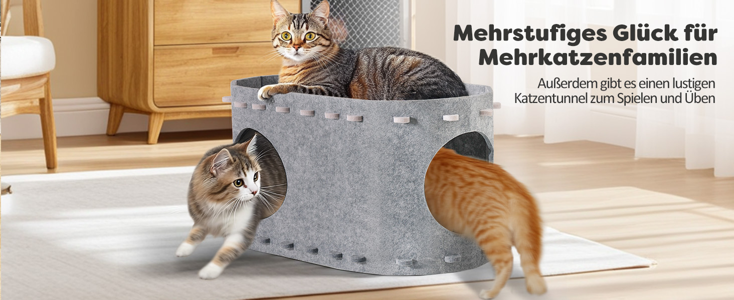 Кігтеточка-будиночок для котів Solview з фетру, сіра, 58x33x30 см