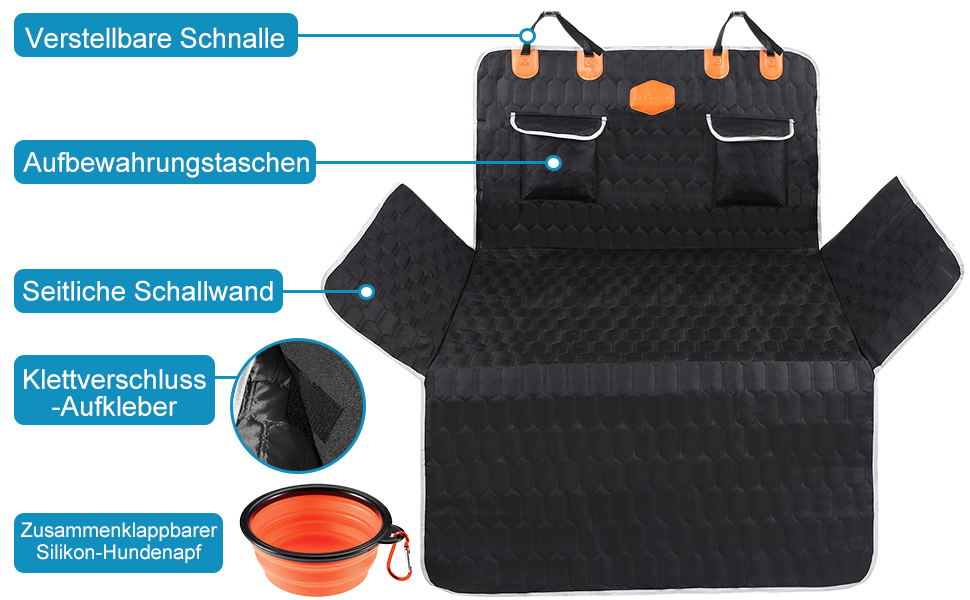 Захист для багажника автомобіля OneAmg для собак: килимок, нековзкий, водонепроникний, стійкий до подряпин, з мискою та сумкою для зберігання, 182x101см, чорний