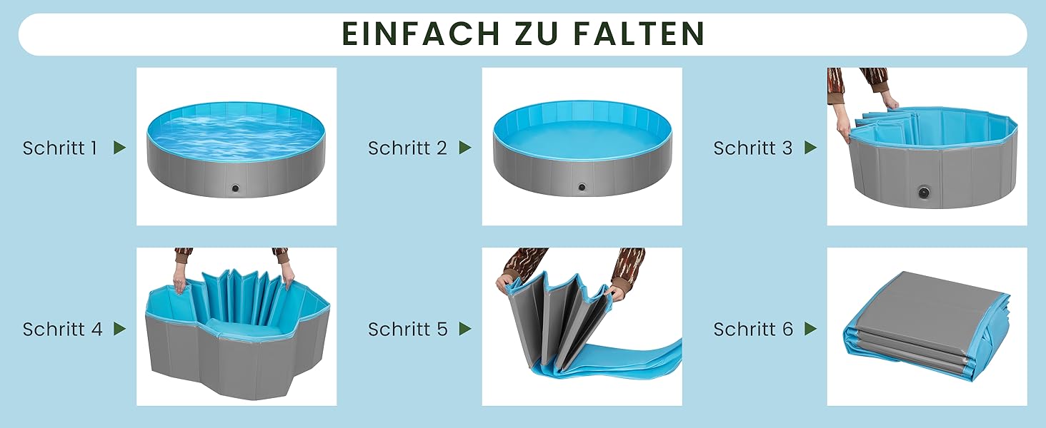 Басейн для собак EUGAD, складаний, 120x30 см, сірий. Плавальне озеро для собак, антиковзне PVC.