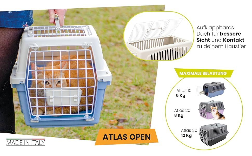 Транспортна переноска для котів та собак Ferplast ATLAS 30 EL, 40x60x38 см, блакитна, 1 дверцята, до 15 кг