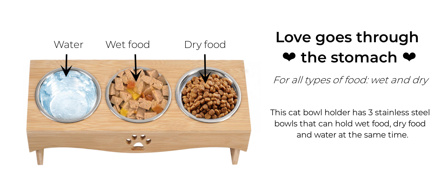 Набір мисок для котів JUJOYBD 3 шт. - підняті миски з нержавіючої сталі, кут нахилу 15°, ергономічна станція для годування котів та маленьких собак