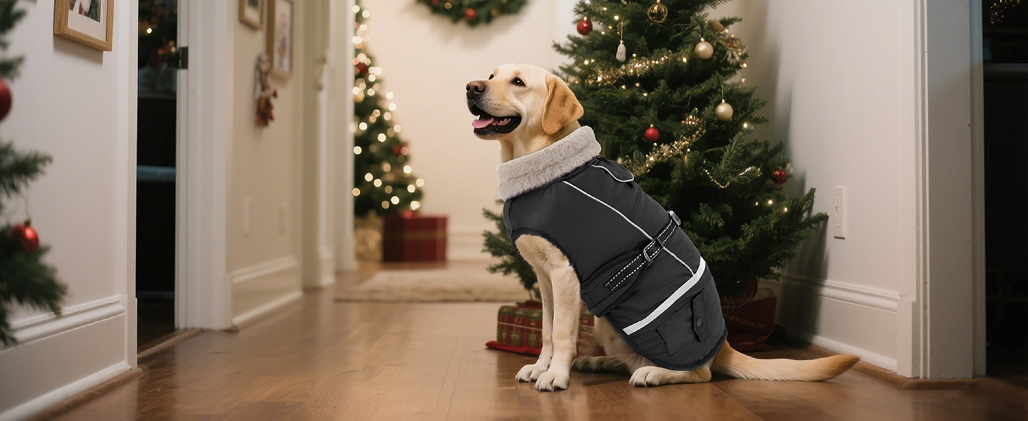 Зимовий одяг для собак, водонепроникна куртка для великих собак з регульованими лямками, теплий одяг для собак з флісу, світловідбиваючі смуги, підходить для лабрадорів, оливковий, XL