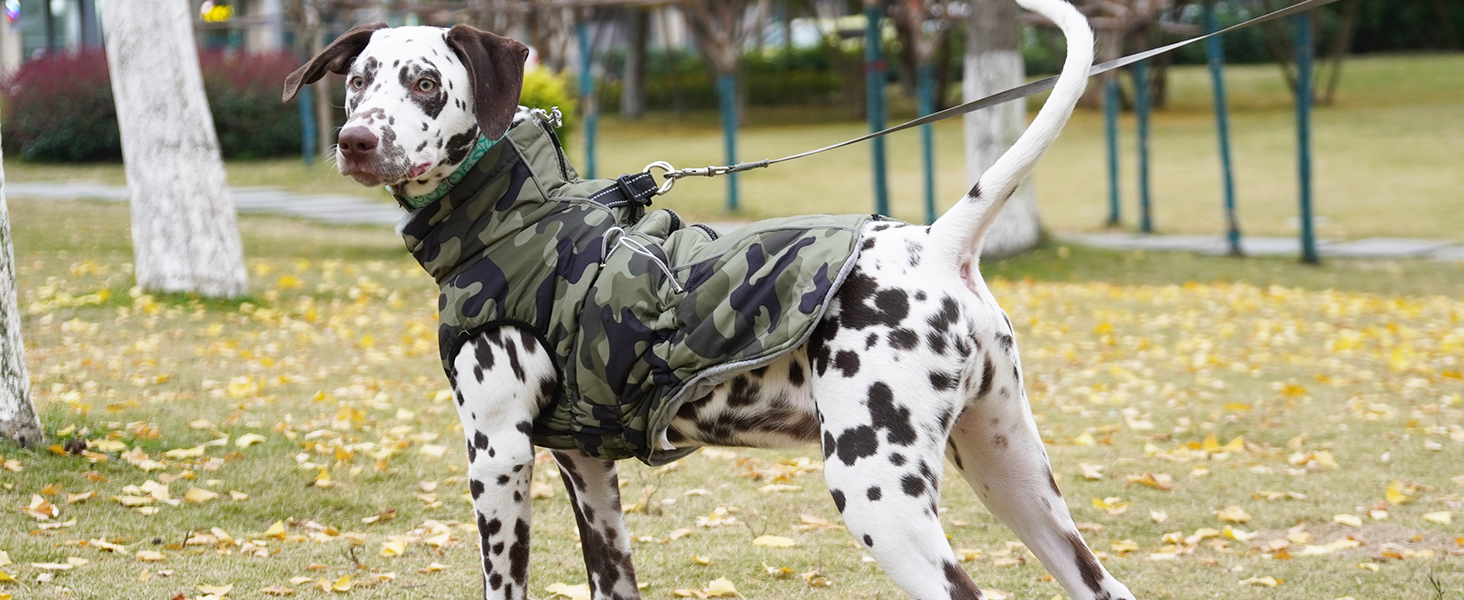 Водонепроникний зимовий одяг для собак, теплий куртка для собак з отвором для шлейки, для малих, середніх та великих собак, військовий камуфляж, з світловідбиваючими смугами, блискавка, XL
