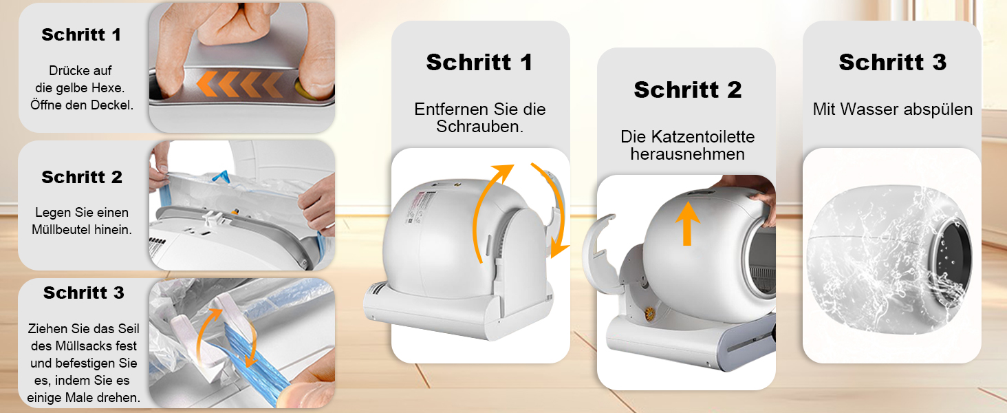 Автоматичний туалет для котів Katzenklo з самоочищенням, 65л, XXL, без запаху, з керуванням через додаток, для 2+ котів