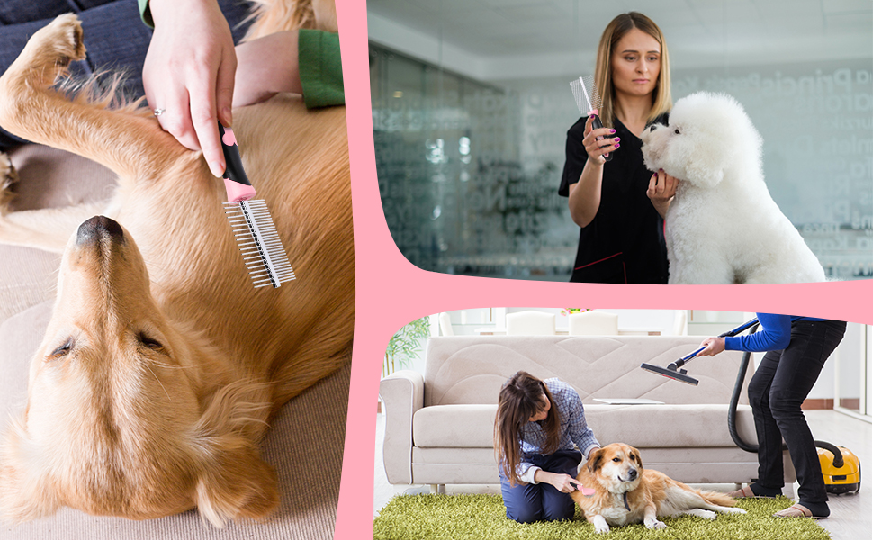 Набір для грумінгу собак Tonyg-P: щітка-гребінець + двостороння щітка для довгошерстих собак (маленьких, середніх, великих)