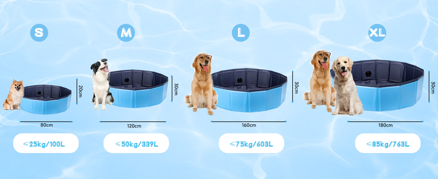 Басейн для собак Nobleza - басейн-плавальний басейн для великих і малих собак, котів, 80*20 см та 120*30 см, блакитний та жовтий