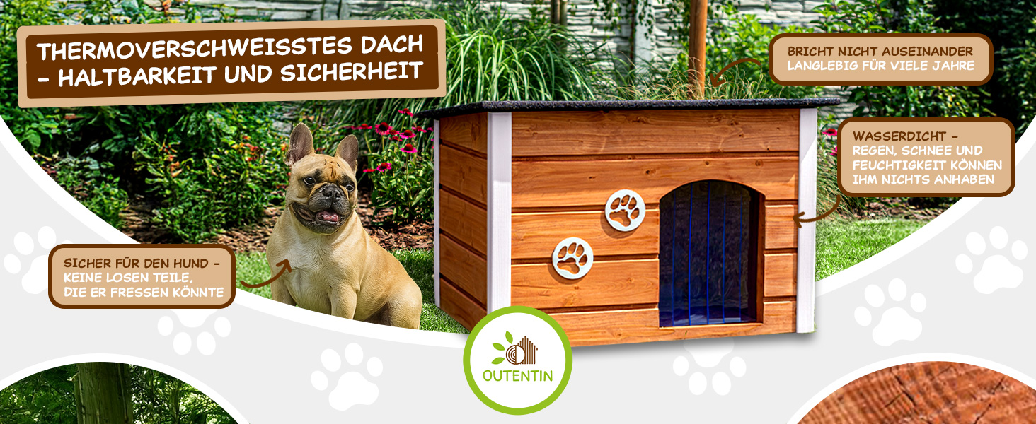 Будка для собак середніх порід Outentin - тепла, зимостійка, сірого кольору, 76x60x60 см