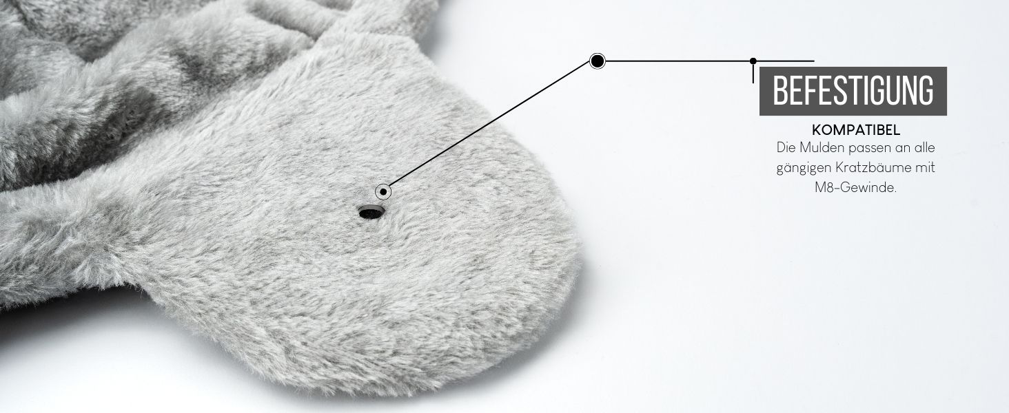 Крісло-гніздо для кота з м'якого плюшу на котячий будиночок, Ø 40 см, глибина 25 см, зручне ліжко для будь-якого котячого будиночка з різьбленням M8, міцний металевий каркас для котів будь-якого розміру, світло-сірий