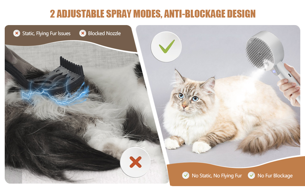 Парова щітка для котів 4-в-1 Katzenbürste: масаж, догляд та видалення шерсті. Біла (сіра+біла)