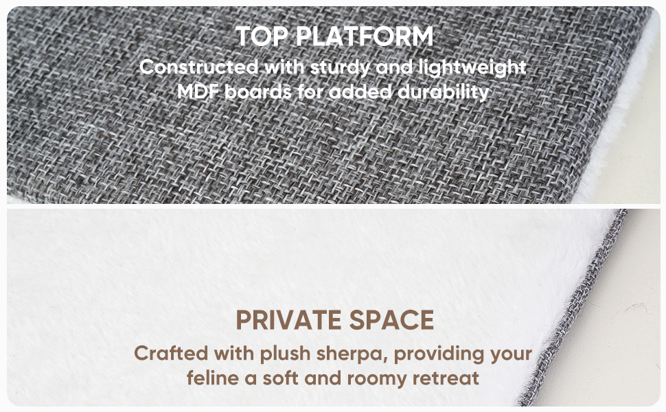 Кігтечка-ліжко для котів Furjoy: двоярусна кімната-будинок з іграшкою та когтеточкою, 40x40x40 см