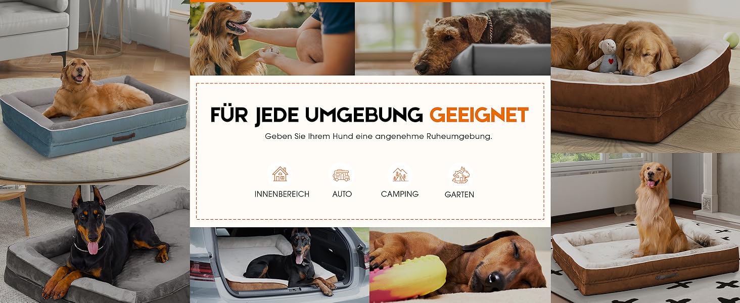 Ортопедичне ліжко для собак XL, корзина для собак, що можна прати, з яєцеподібною піною, водонепроникний диван для собак з неслизьким дном та чотиристоронньою подушкою (117x76x19 см, блакитний)