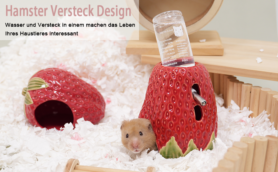 Керамічна пляшка для води для хом'яків Kelivi з кріпленням, 80 мл, без протікання, червона